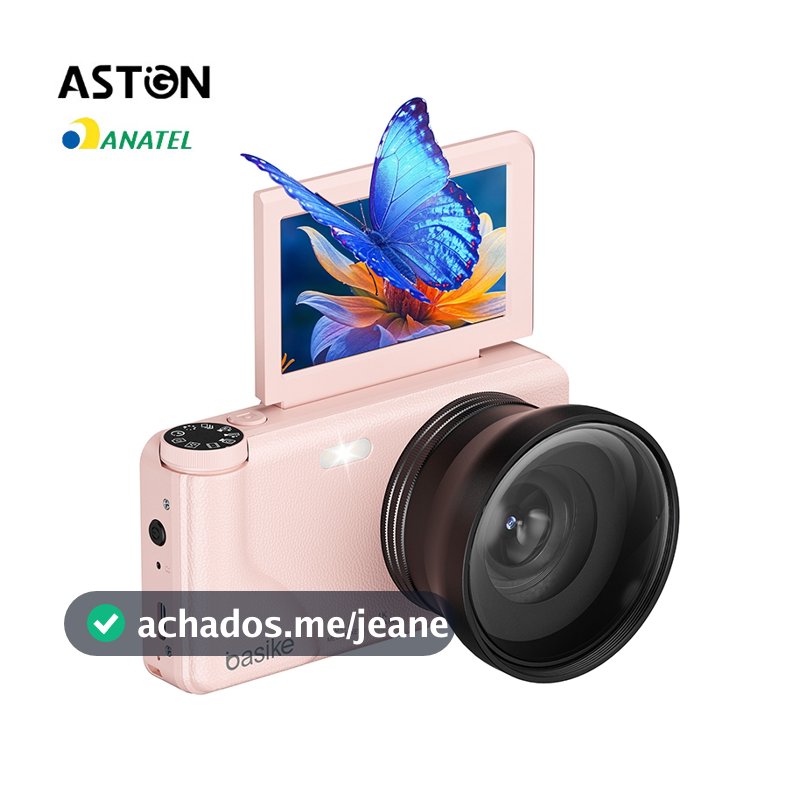 Astgn X Basike Câmera Digital Portátil  4K 64 MP Zoom 18x Tela Giratória Ideal para Vídeos e Fotos Sem cartão de memória
