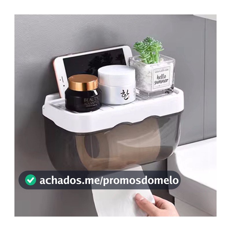 Suporte De Parede Banheiro/Caixa Organizadora Com Papel Higiênico/Sem Furar pronta entrega