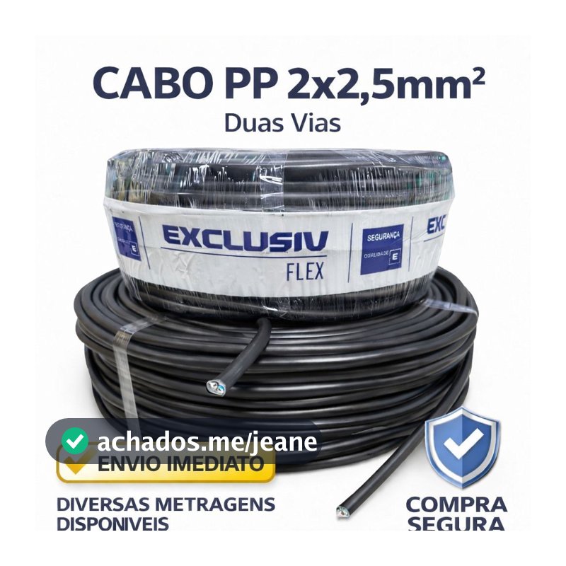 Cabo Comando PP 2x2,5 mm 100 metros 50 metros 40 metros e 30 metros