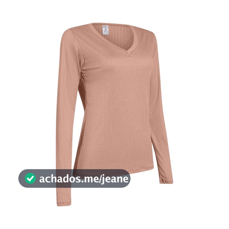 Blusa Canelada Premium Feminina Manga Longa Gola V