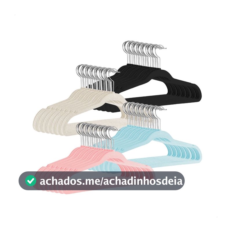 Kit 40 Cabide Infantil Veludo Slim Antideslizante Ultrafino