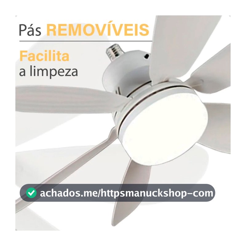 Ventilador de Teto Com Luz 60w Led 3 Tipos de Luz + Controle Remoto Ventilador C/ 6 Hélices Bivolt