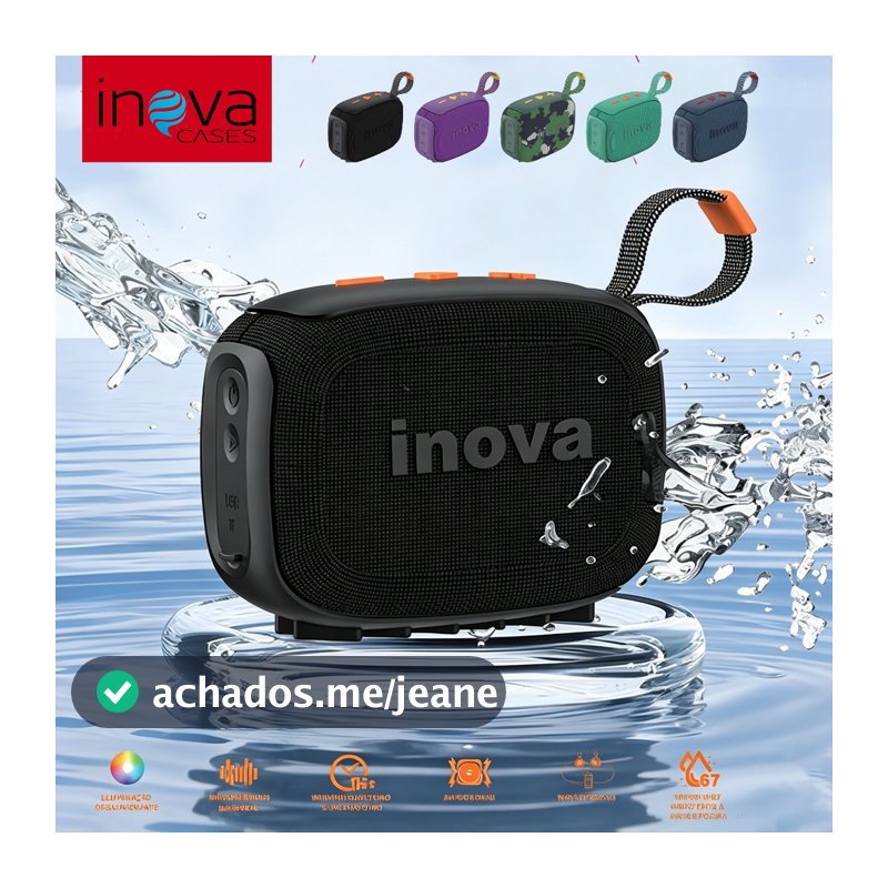 Inova Caixa de som Bluetooth portátil go5 com alça ao ar livre, FM, USB, TWS, 5W - para praia, festas ou viagens