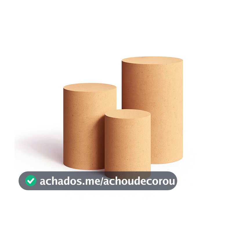 Kit Pegue e Monte 3 Mesas Cilindro Liso PMG MDF Decoração Festa Aniversário