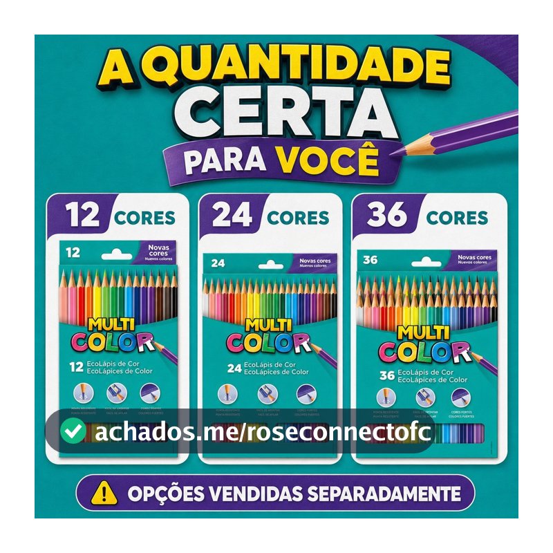 Lapís De Cor Profissional Multicolor Escolar 12 - 24 - 36 Cores -papelaria
