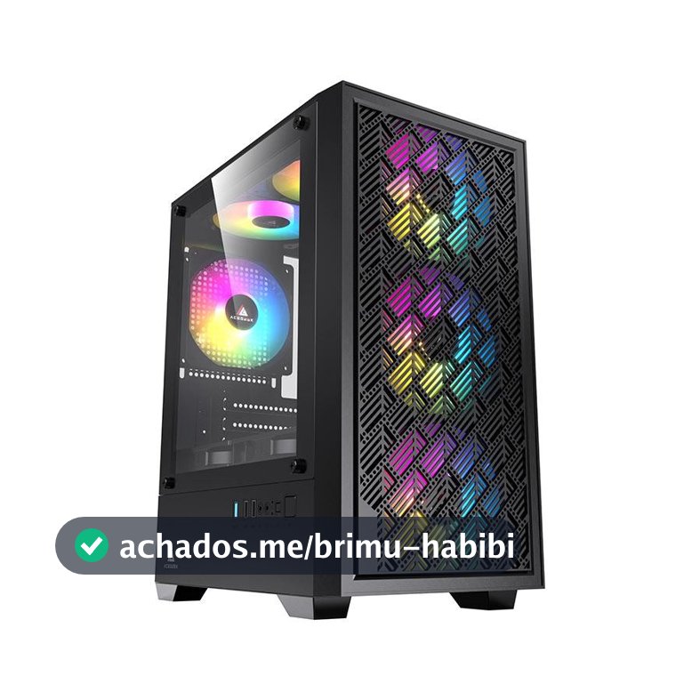 Gabinete Gamer Acegeek Matrix, Mini-Tower, Lateral de Vidro, Preto, AG-MATRIX-BK