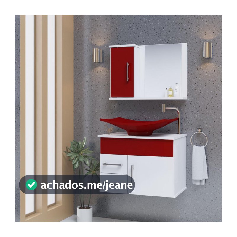 Conjunto Turin MDF gabinete de banheiro com pia e espelheira