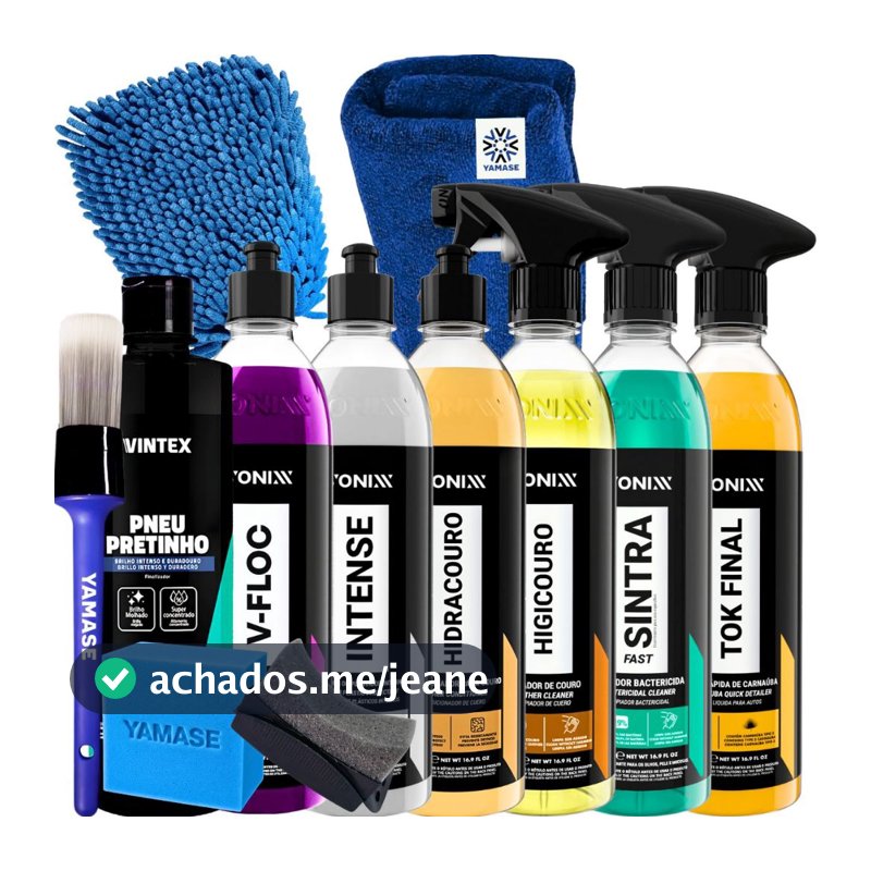 Kit Lavagem Automotiva Completo Limpeza Interna do Carro V-floc Intense Hidracouro Higicouro Sintra Tok Final Vonixx