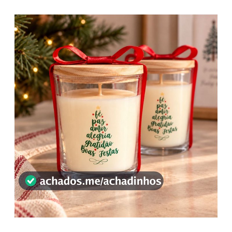 Lembrancinha de Natal vela aromática no saquinho de organza