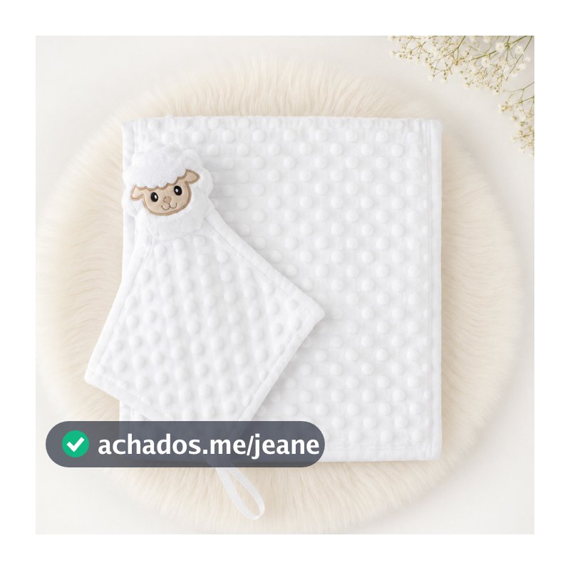 Manta Cobertor de Bebê c/ Naninha Para Menina Menino Infantil Mantinha Premium 02 Peça