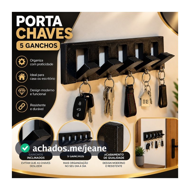 Porta Chaves De Parede Adesivo Dupla Face 3M Sem Furos 5 Ganchos Suporte Chaveiro Moderno Minimalista Organizador