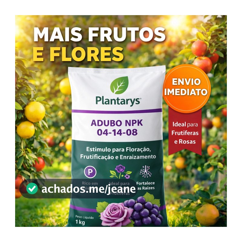 Adubo NPK 04.14.08 Premium – Saco 5kg para Raízes, Flores e Frutos