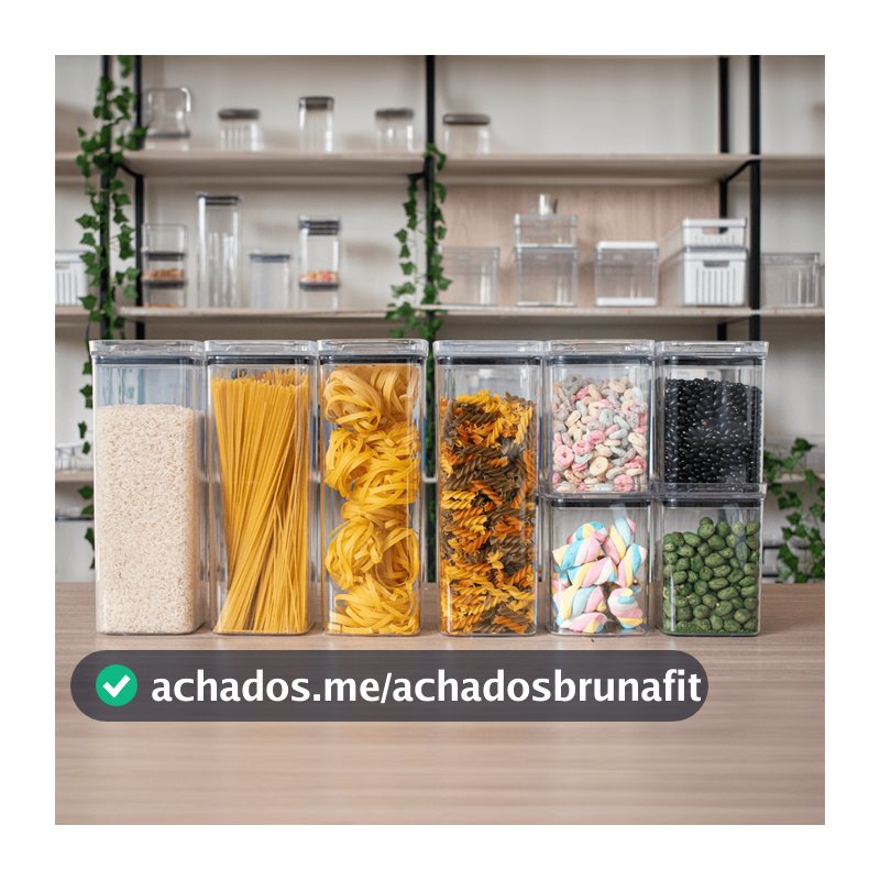 8 Potes Herméticos em Acrílico Cristal para Cozinha e Design Empilhável Organizador para Mantimentos