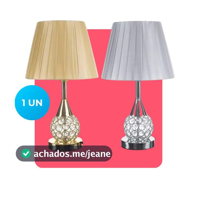 Abajur Luminaria Decorativo Quarto Sala Criado Mudo Cristal Com Led 42cm