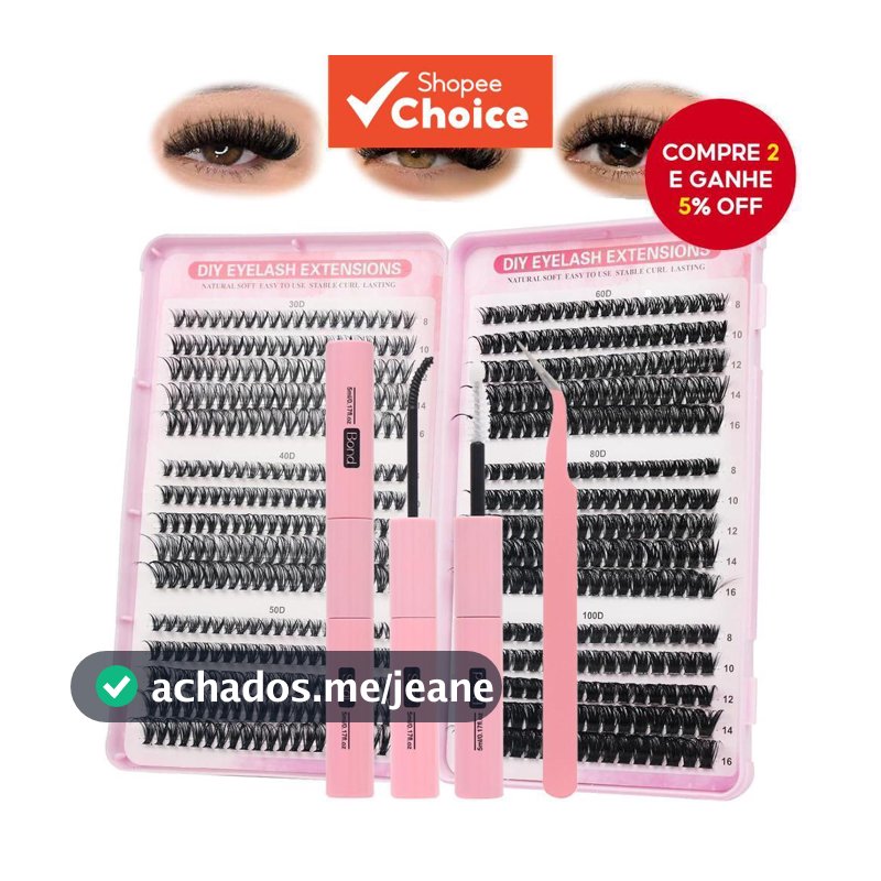 Kit De Aglomerados De Cílios DIY-Extensões De Banda Fina Individual Espessa De Volume
