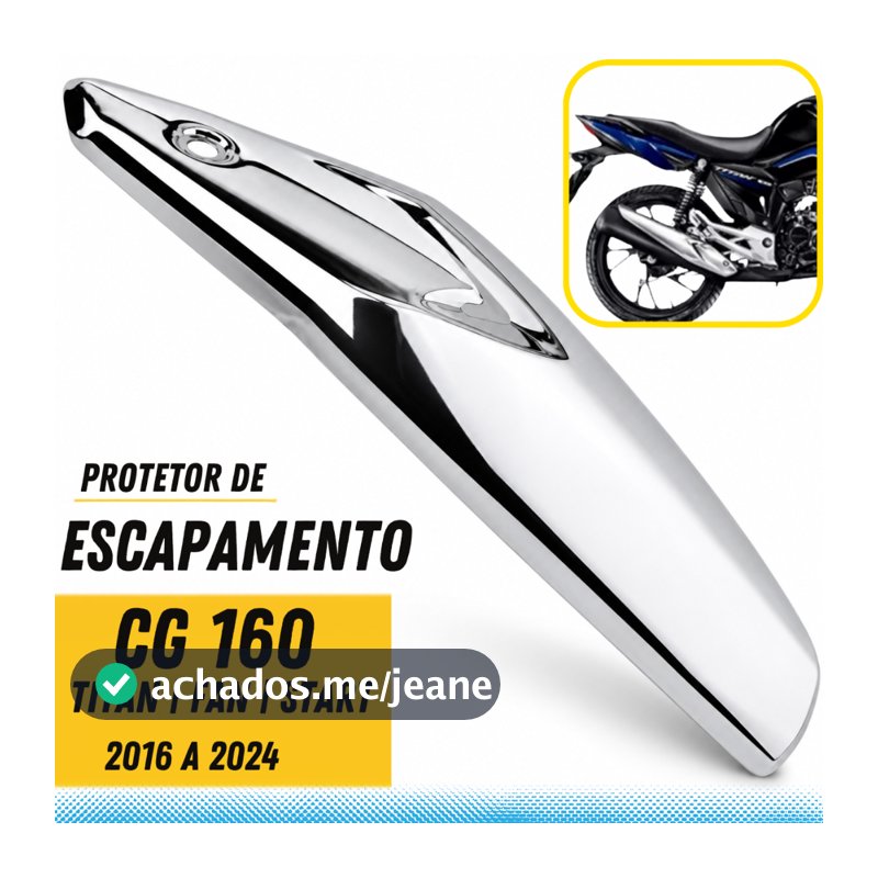Protetor de Escape Cromado Honda CG 160 Titan Fan Start 2016 a 2024