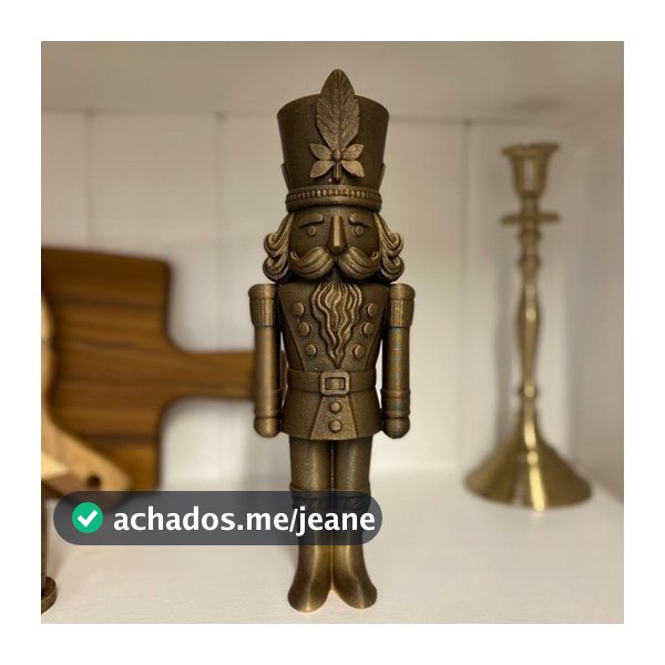 Soldadinho Quebra-Nozes 25cm Decorativo Dourado Envelhecido Decoração de Natal