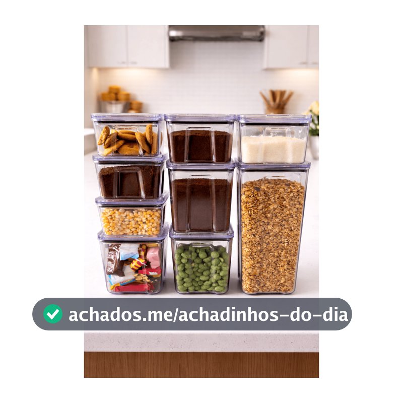 Kit 8 Pote Hermético Empilháveis Porta Mantimento Cozinha Organizador Rebirth
