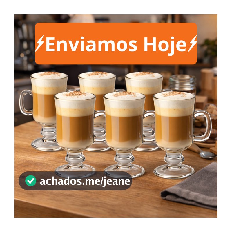 Kit 3/6 Canecas Vidro Capuccino Versátil Premium Com Alça 230ml