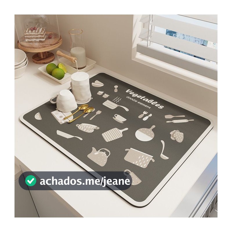 novo:Tapete escorredor de Louça em Microfibra Super absorvente 40X30CM Dobrável Aparador de Louça