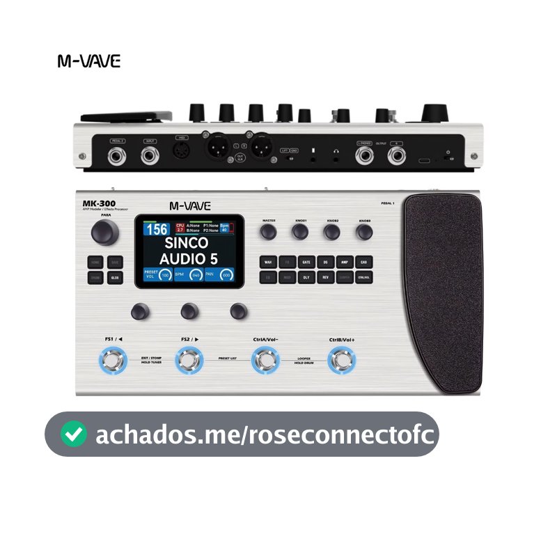 M-VAVE MK-300 Pedal de efeito multifuncional para guitarra/baixo | 150s Looper+128 Drum MIDI DAW | ANN Neural Modeling