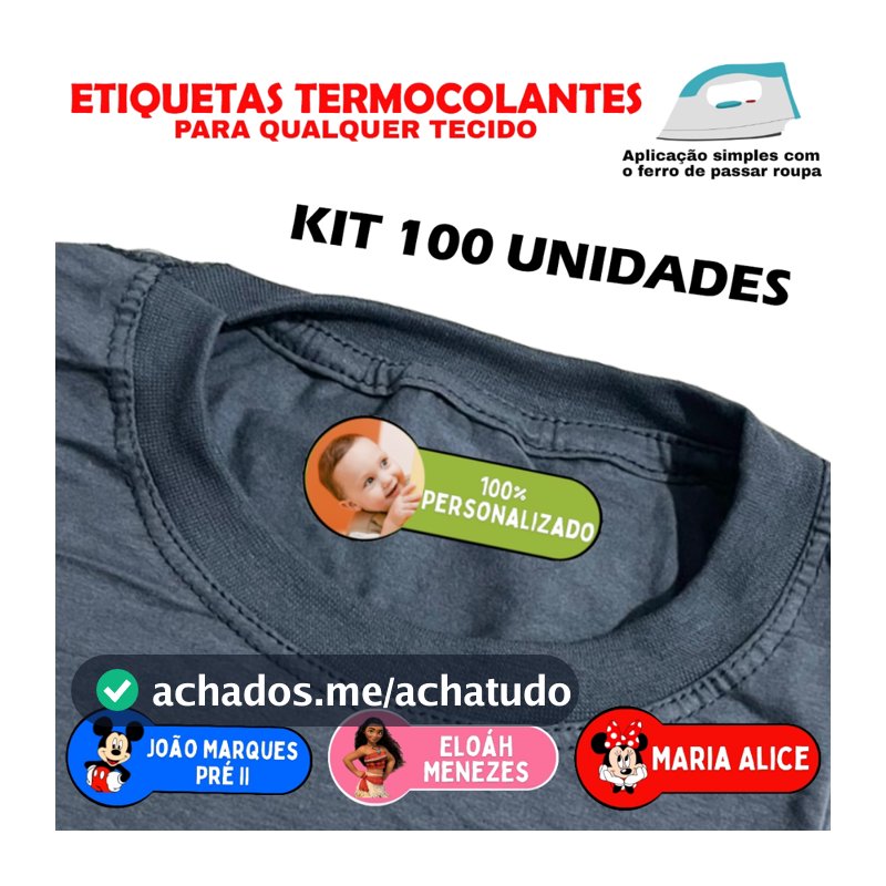Etiqueta Termocolante Personalizado Escolar Uniforme Com Nome Melhor Qualidade