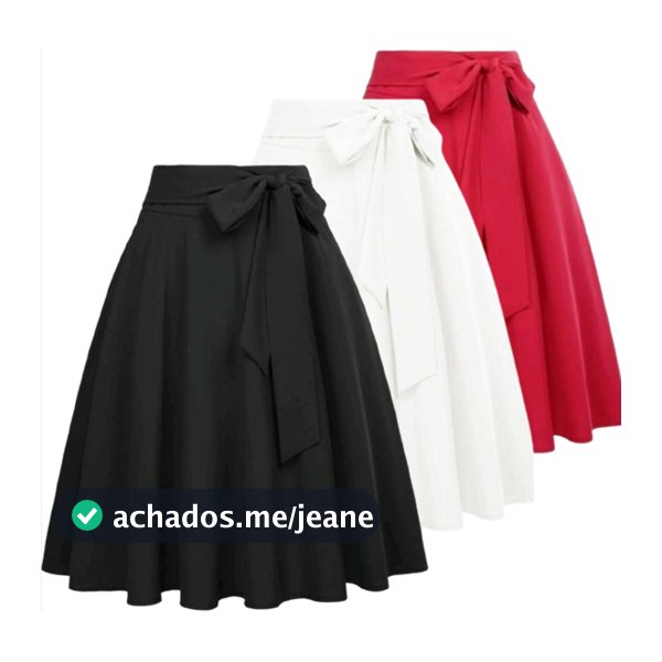 Saia Midi Godê Envelope Preta Evangélica Com Laço Moda Feminina Evangélica