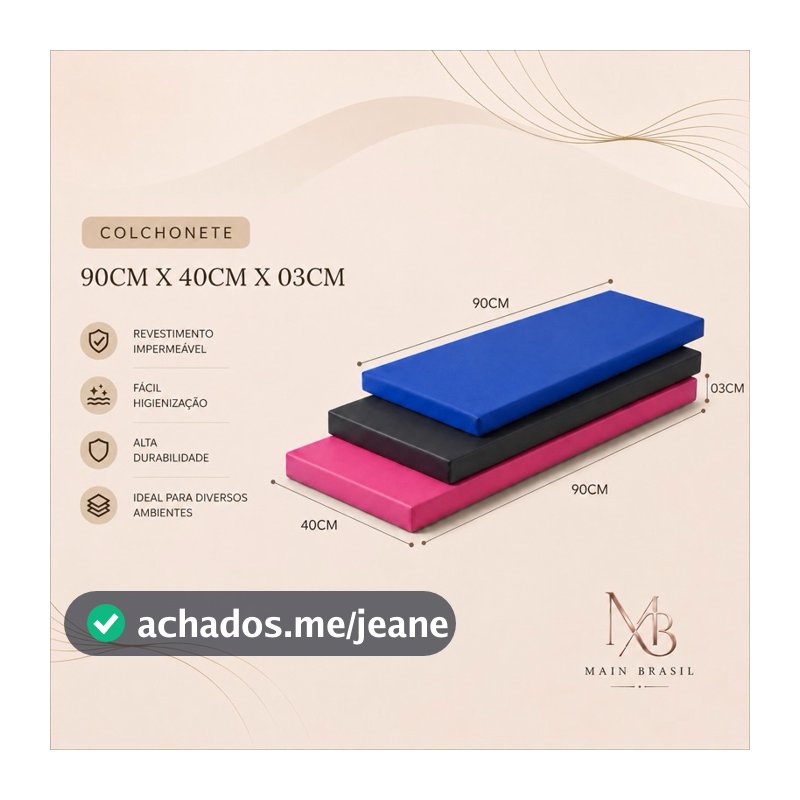 Colchonete de Academia Profissional 90x40x3cm Compacto Espuma D28 Impermeável Azul Preto Mat Yoga Pilates