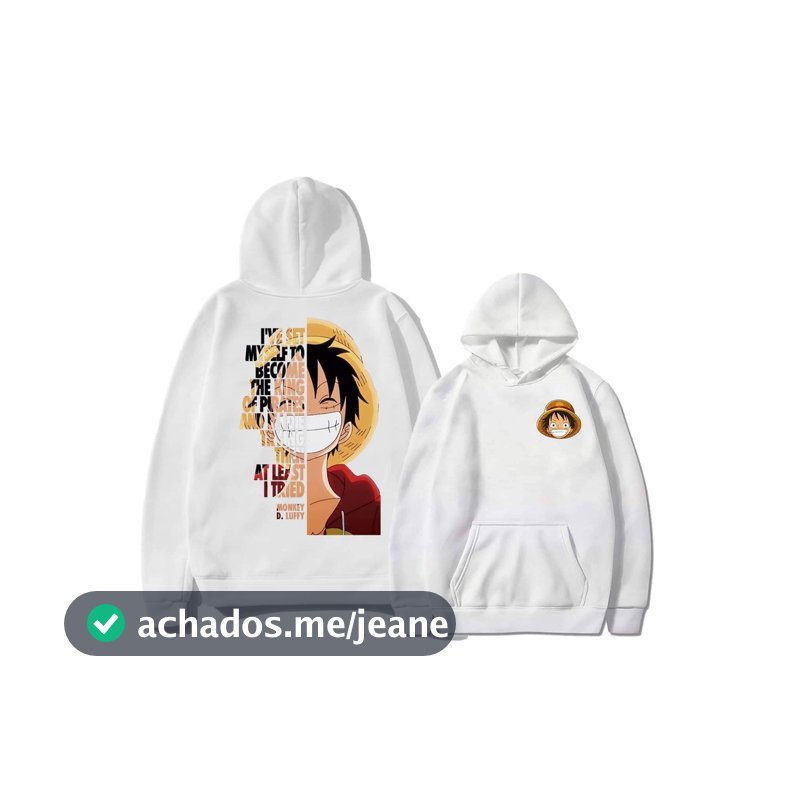 Moletom Luffy Blusa de Frio 100% Algodão Unissex Blusa de Frio Com Capuz Lançamento Envio Rápido Top