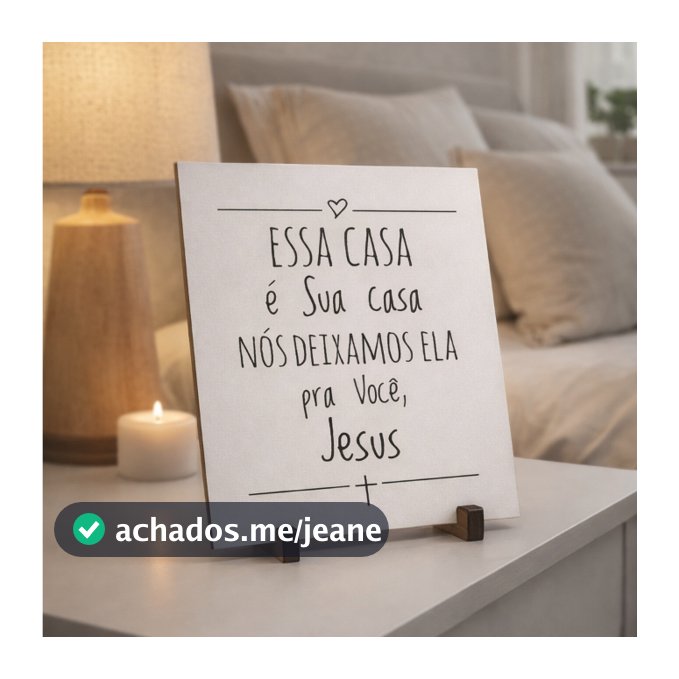 Placa Decorativa Cristã com Suporte Essa Casa é Sua Casa Jesus Decoração Religiosa