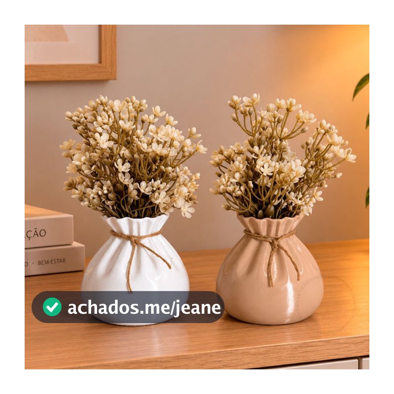 Kit 2 Vasos Decorativos Com Plantas Artificiais Elegância Charme Sala Escritório