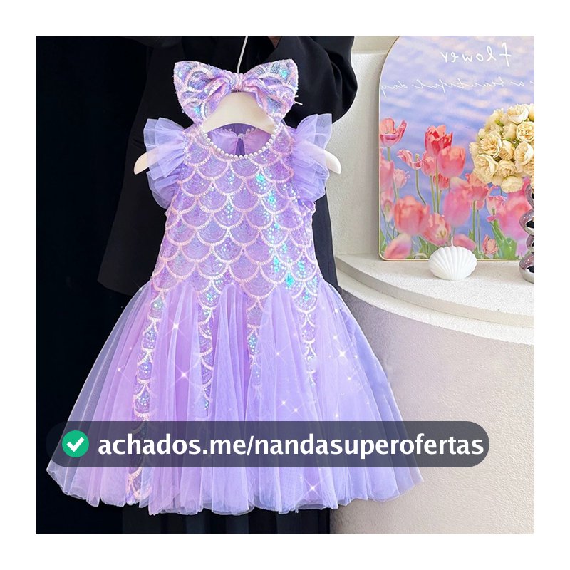 Vestido de princesa sereia vestido infantil vestido de meninas de 1 a 7 anos