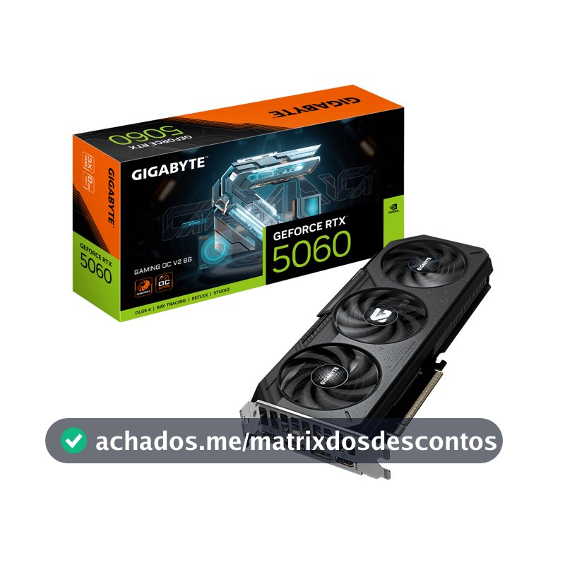 Placa de Vídeo Gigabyte GeForce RTX 5060 Gaming OC V2 8GB GDDR7 PCIe 5.0 Ray Tracing