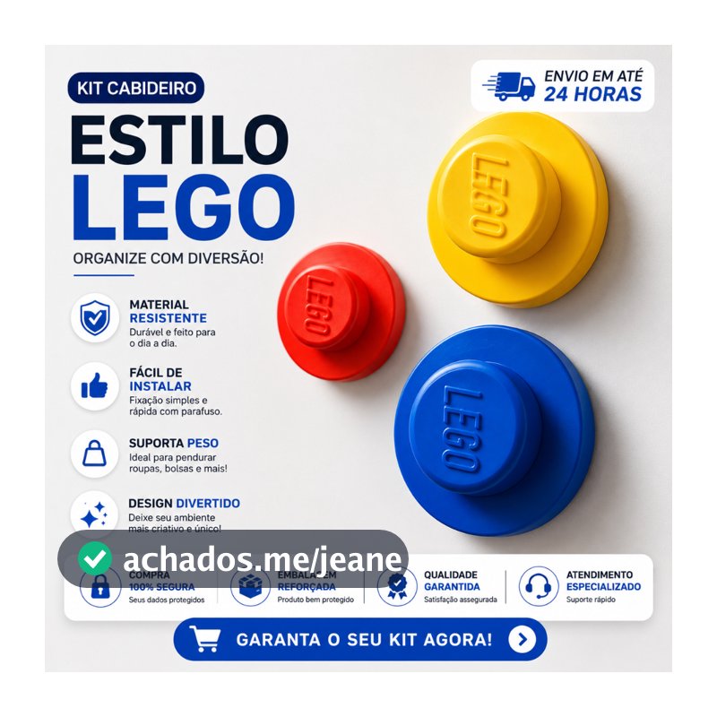 Kit 3 Ganchos de Parede Estilo Blocos – Cabideiro Infantil Decorativo