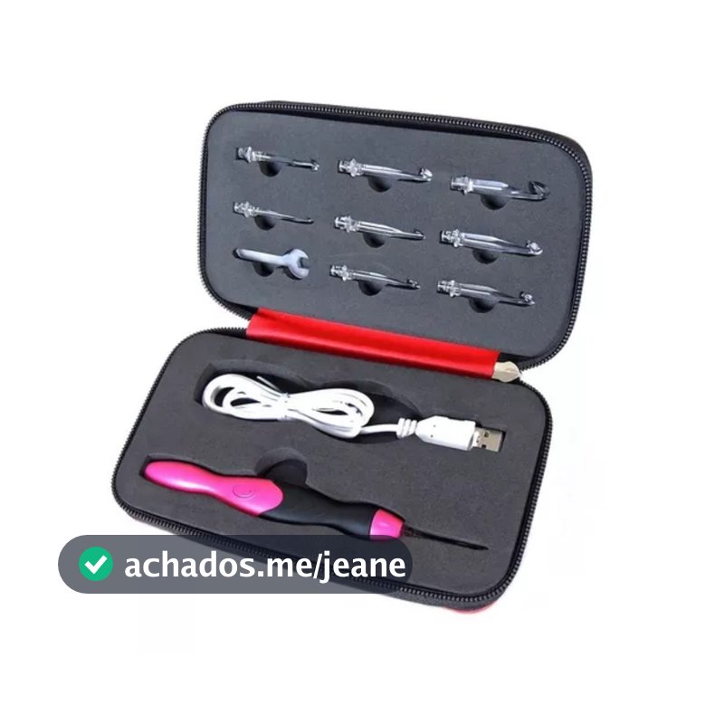 Kit 9 Agulhas de Crochê LED Recarregável NÃO POSSUI CONTADOR DE PONTOS– Ponteiras Intercambiáveis.