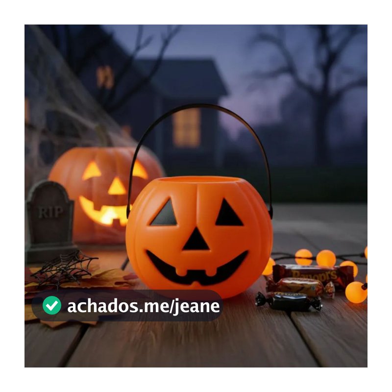 Balde Abobora Halloween Cesta para Doces Decoração Halloween Dia das Bruxas Lembrancinha