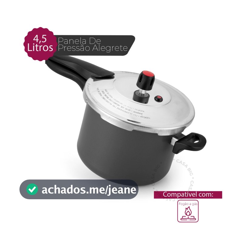 Panela Pressão Fechamento Externo Alegrete Cinza/Vermelha 4,5 l