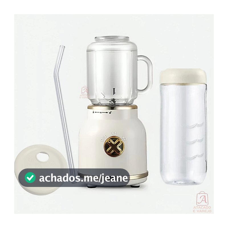 Mini Liquidificador Portátil Juicer Copo Caneca 500ml e 450ml Com 10 Lâminas, Tampa, Canudo e Copo Recarregavel