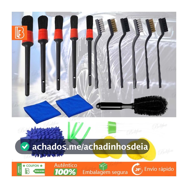20 PCS Kit de Escovas de Limpeza de Carro Luvas de Lavagem de Carro
