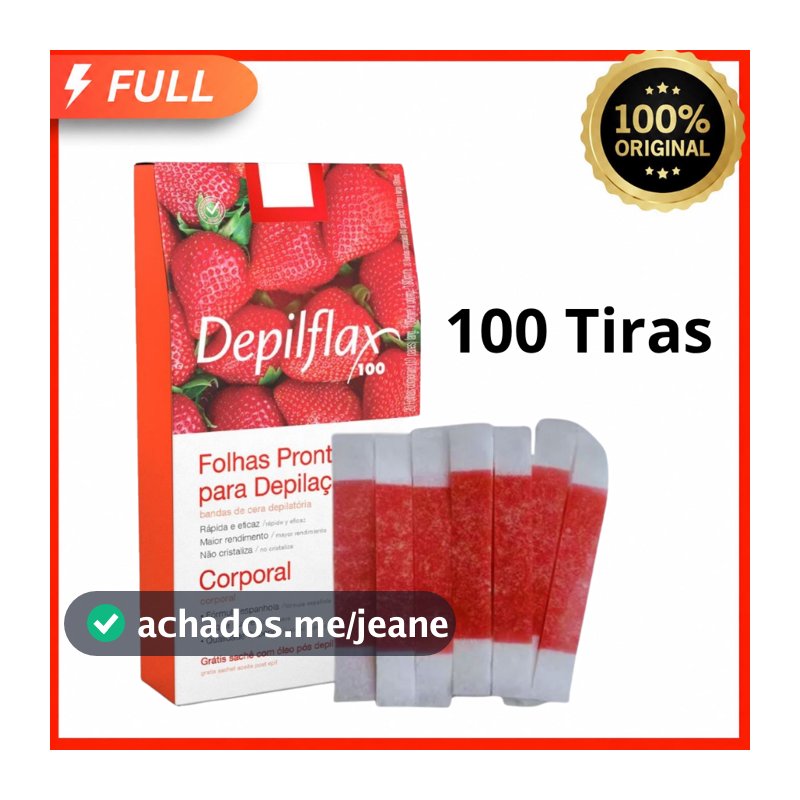 100 Tiras de Cera Depilatória Facial Morango 50 Pares Unidades Sobrancelhas Buço — Prontas para Uso Depilflax