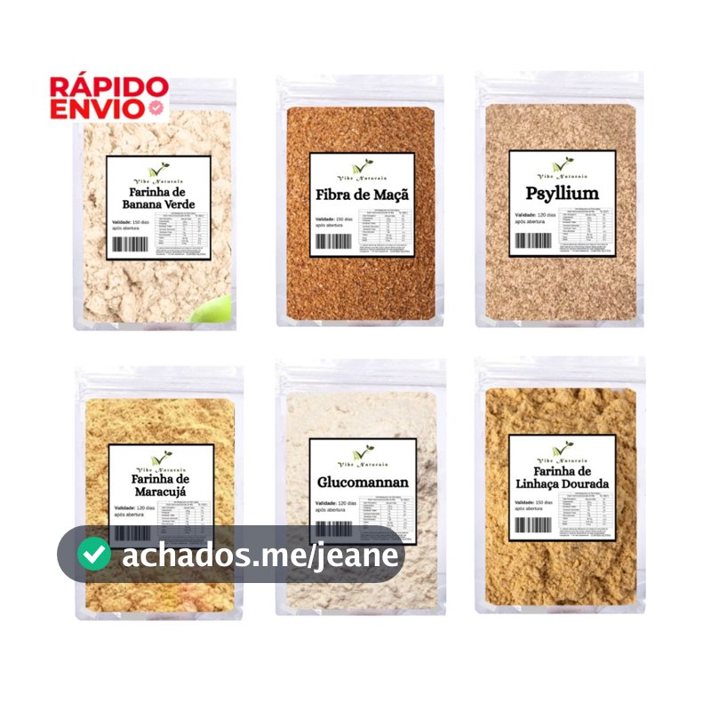 Mix de Fibras Naturais - Glucomannan, Psyllium, Farinha Maracujá, Farinha Banana Verde, Fibra de Maçã, Farinha Linhaça