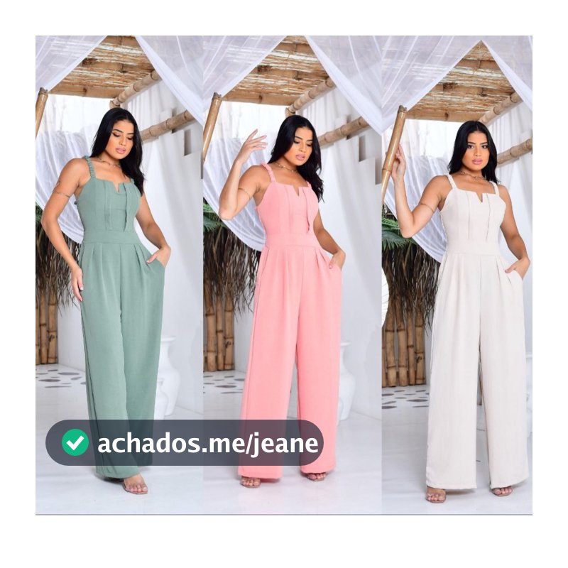 MACACÃO FEMININO LONGO PANTALONA  EM TECIDO DUNA COM LASTEX NAS COSTAS