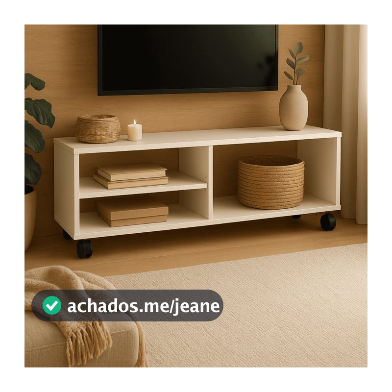 Aparador de Sala Estante Rack Móvel Baixo Com Rodinhas Para Tv Até 43 Polegadas Com Divisórias Hack