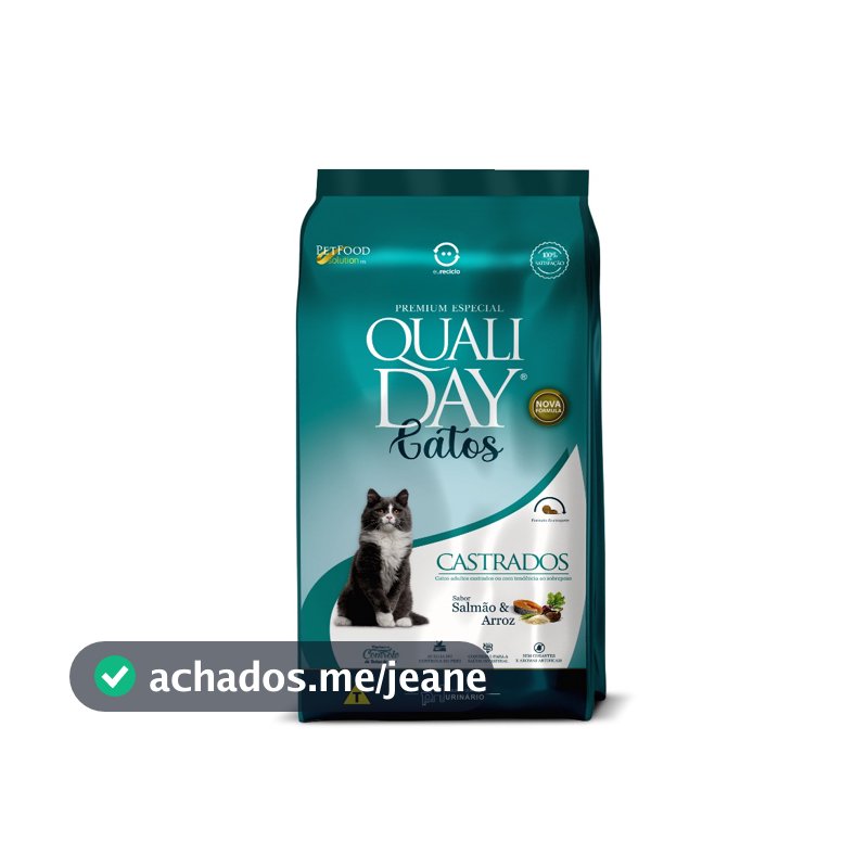 Ração Qualiday Especial Premium Gatos Castrados sabor Salmão 10,1 kg