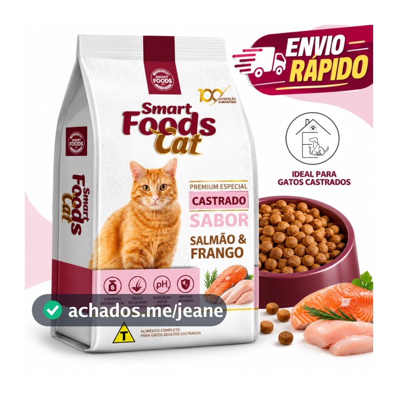 RAÇÃO SMART FOODS CAT ALIMENTO GATOS CASTRADOS 10,1KG SALMÃO & FRANGO