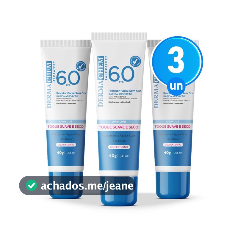 Kit 3 Protetor Solar Rosto FPS60 40g Dermachem