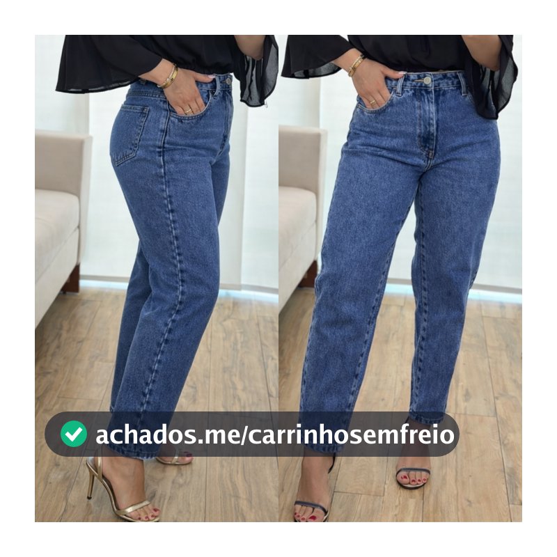 Calça MOM Jeans Feminina Cintura Alta 100% Algodão