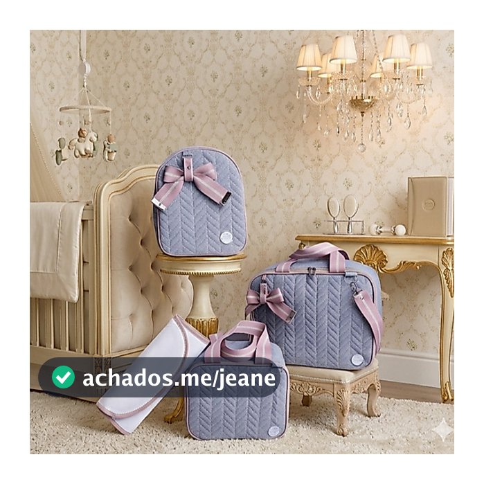 Kit De Bolsa Mala Maternidade Super Luxo Em Linho 4 Peças