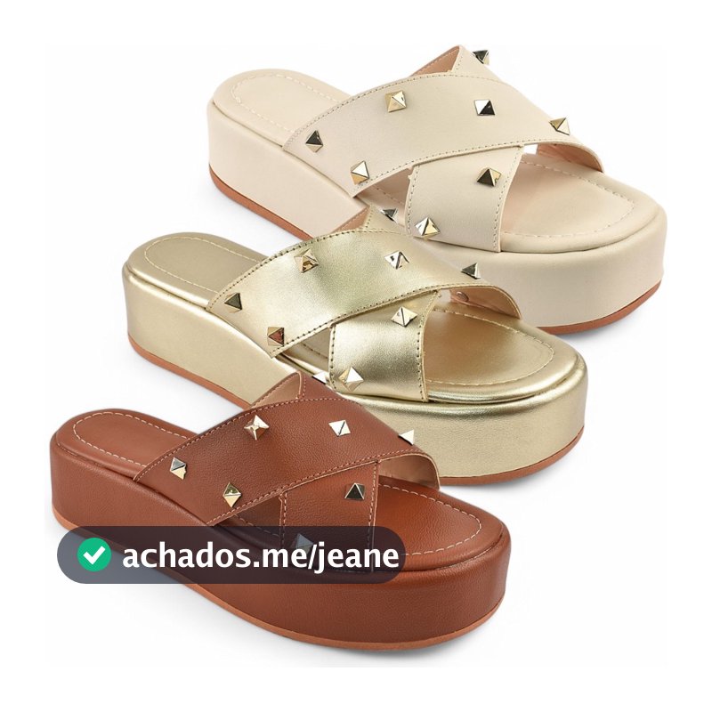 Chinelo Flat Feminino Plataforma com Spike