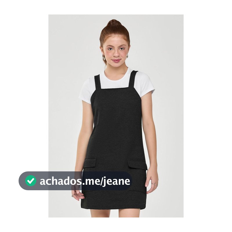 Vestido Curto Juvenil Menina Bolsos Beats Preto